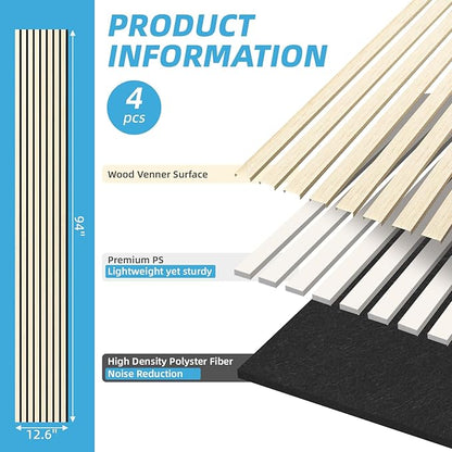 Art3d 4-Piece 94 x 12.6 Inch Acoustic Lightweight Slat Wall Panel - Image 6