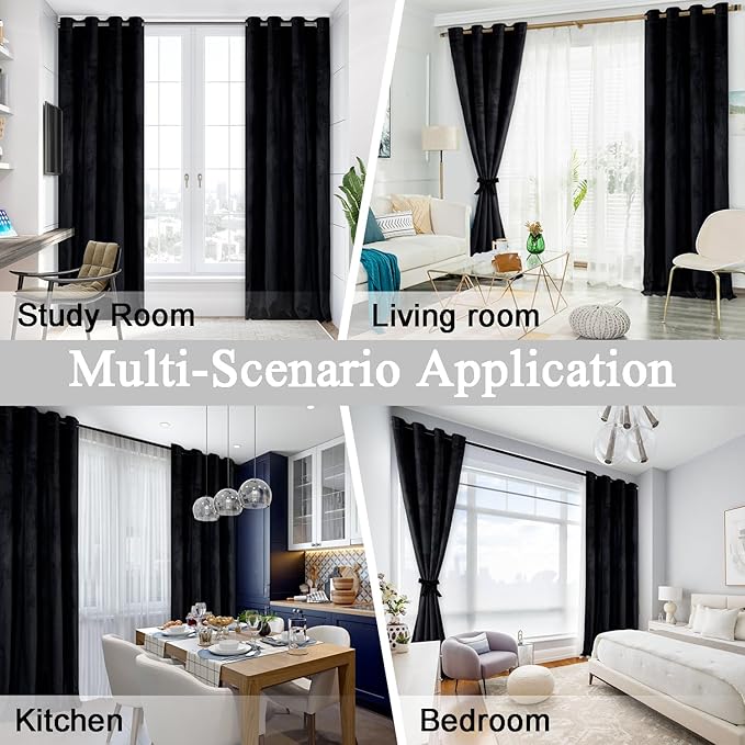 JIUZHEN Black Velvet Curtains 108 inches - Image 7