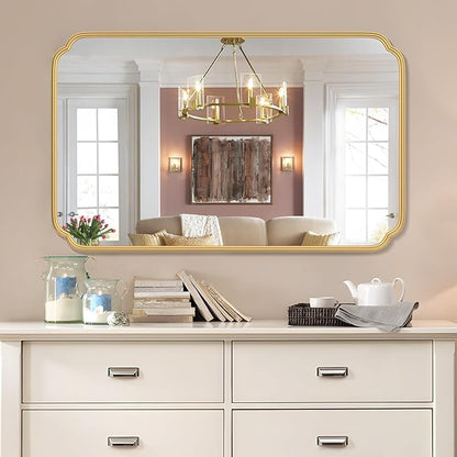 30"x48" Gold Bathroom Mirror for Wall, Large Brass Gold Bathroom Vanity Mirror - Image 3