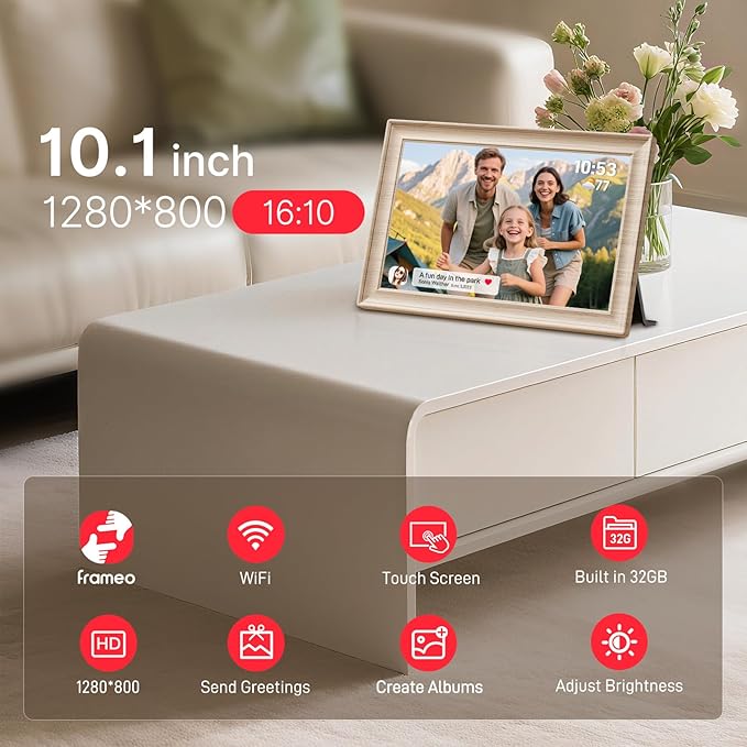 Frameo 10.1 Inch WiFi Digital Picture Frame, 1280x800 HD IPS Touch Screen Photo - Image 9