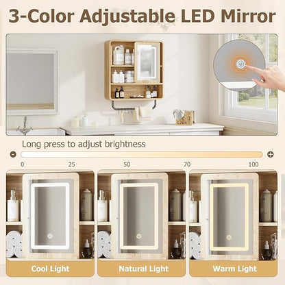 QUW Bathroom Wall Cabinet with Sliding Mirror Door, Modern Medicine Cabinet - Image 5