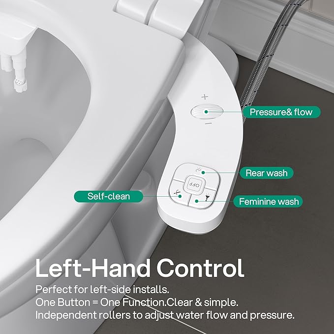 hansrapo Left-Hand Bidet Attachment– Non-Electric Dual Nozzle - Image 2