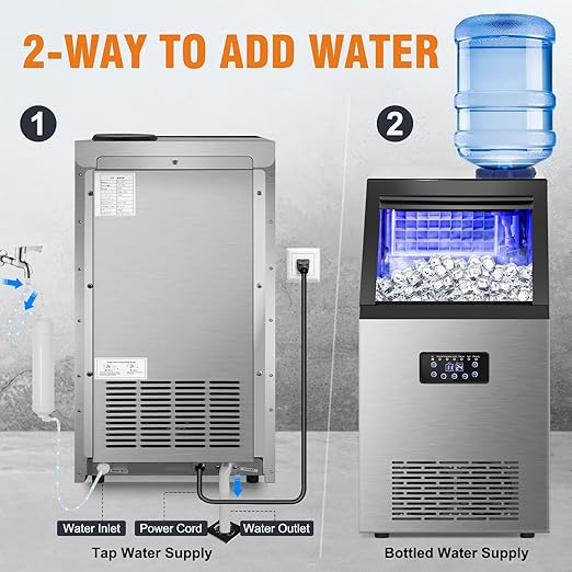 Commercial Ice Maker 120LBS/24H, Stainless Steel Freestanding Ice Maker Machine - Image 3