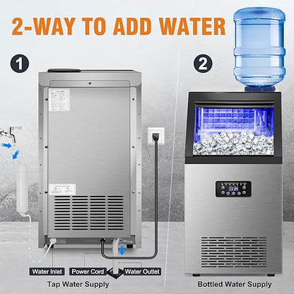 Commercial Ice Maker 120LBS/24H, Stainless Steel Freestanding Ice Maker Machine - Image 3