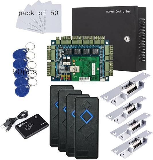 MENGQI-CONTROL TCP/IP 4 Door Entry Access Control Panel Kit Electric Strike by MENGQI-CONTROL