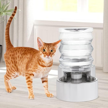 RIZZARI Gravity Water Bowl Dispenser: 4L White Stainless Steel Water Feeder - Image 6