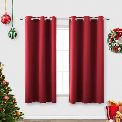 KOUFALL Christmas Red Curtains 42 x 54 Inch Long 2 Panels by KOUFALL
