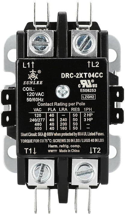 SunLee 2 Pole 40 Amp contactor 120v Coil UL 2 Pole Lighting Load 50 AMP - Image 3