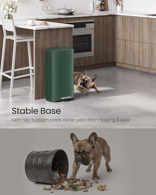 SONGMICS Trash Can with Lid, 8 Gallon Garbage Can, Stainless Steel Small Waste - Image 7