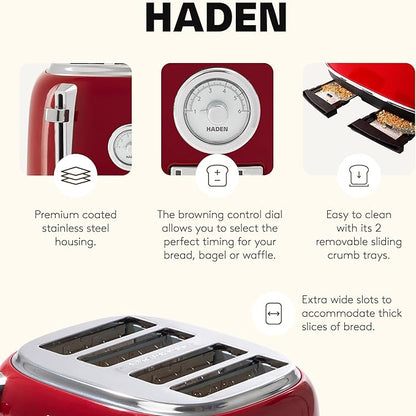Haden Dorset 4 Slice Wide Slot Stainless Steel Toaster - Image 3