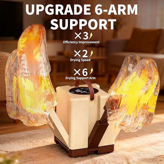 Heapsion 6-Arm Shoe Dryer and Deodorizer, Fast 360° Drying in 15s - Image 4