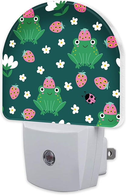 sndheke Strawberry Frogs with Daisies Flowers Night Light Plug into Wall by sndheke