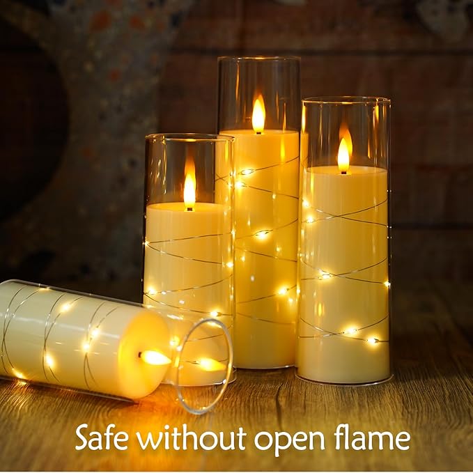 Flameless Candles with Embedded Star String, Battery Operated LED Pillar - Image 6