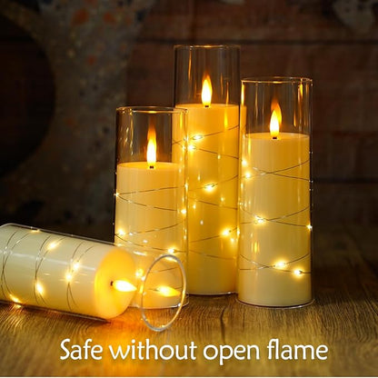 Flameless Candles with Embedded Star String, Battery Operated LED Pillar - Image 6