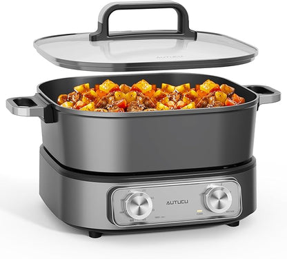 Electric Skillet 6-Quart Hot Pot Nonstick by AUTUCU