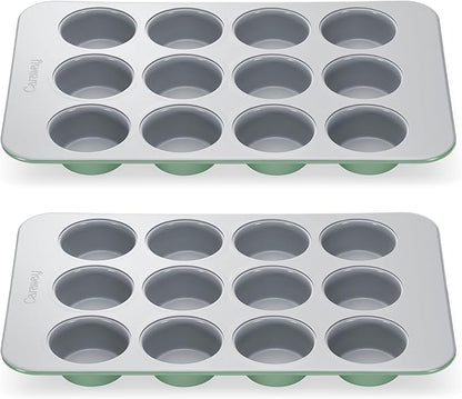 Caraway Non-Stick Ceramic 12-Cup Muffin Pan Duo by Caraway