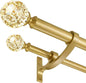 Gold Double Curtain Rod 72 to 144 Inch,Double Decorative Crystal Drapery Rods with Solid Aluminum Bracket Acrylic Sheer Bling Foil Finials,1" Front and 5/8" Back Heavy Duty Curtain Rods for Windows