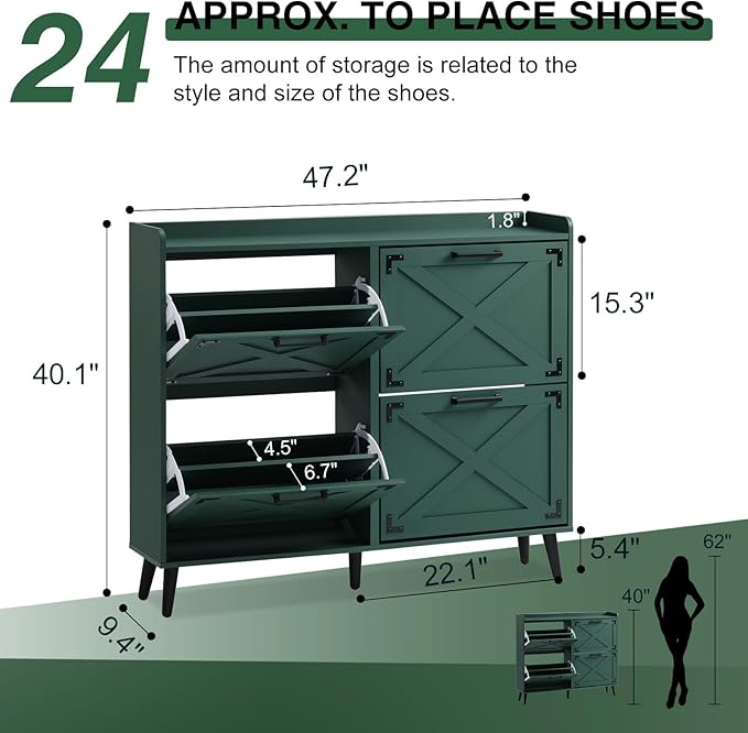 Shoe Storage Cabinet, Farmhouse Shoe Organizer - Image 2