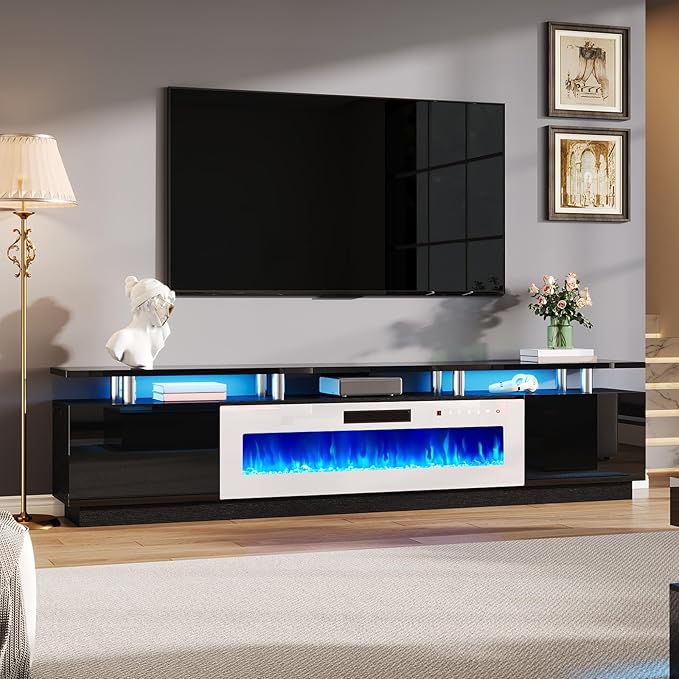 AMERLIFE 90" 2 Tier Fireplace TV Stand by AMERLIFE
