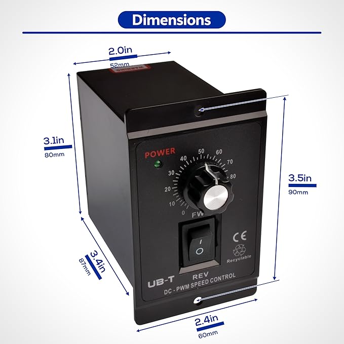 matell DC 12-60V 20A Motor Speed Controller Forward/Reverse - Image 2