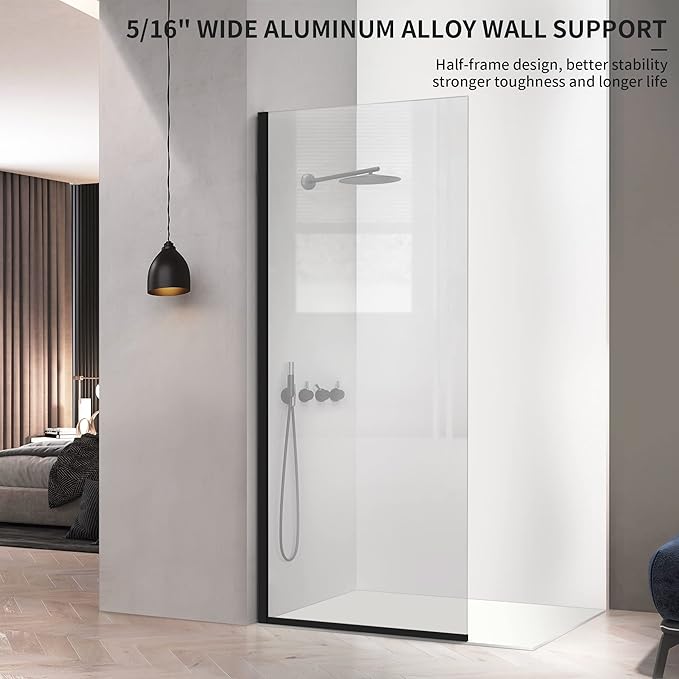 Bathroom Shower Door Screen, 34 in. W x 74 in. H Single Panel Frameless Shower - Image 2