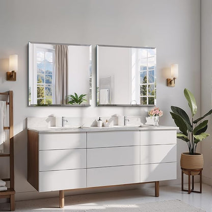 CILIBER Beveled Mirror, 24x24 inch Square Bathroom Mirrors - Image 5