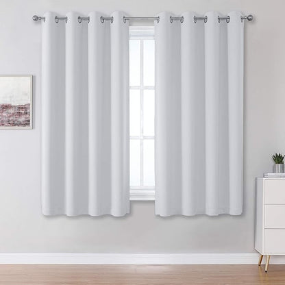 DUALIFE Greyish White Curtains for Small Windows Thermal Insulated Window by DUALIFE