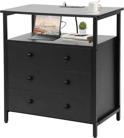 Edbuosy 3 Wooden Drawers Night Stand, 27 Inch Wide Nightstand by Edbuosy