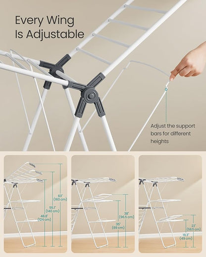 SONGMICS Clothes Drying Rack, Foldable 3-Level Laundry Rack, Free-Standing - Image 4