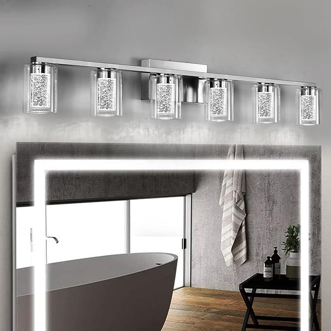 SADENICEL 6 Light Brushed Nickel Bathroom Light Fixtures, LED Vanity Lights - Image 9
