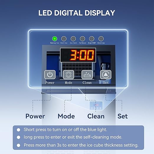 Coolski 150 lbs/24H Commercial Ice Maker Machine, 45 Cubes/6mins, 35 lbs Ice - Image 3