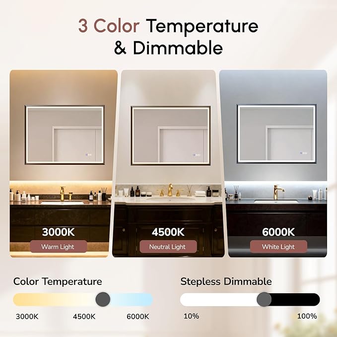 USHOWER 40X30 LED Bathroom Mirror - Image 5