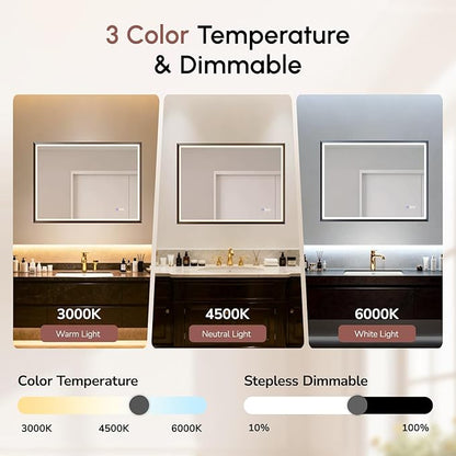 USHOWER 40X30 LED Bathroom Mirror - Image 5