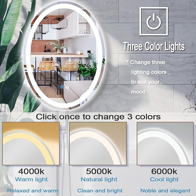 26 x 40 Inch Oval LED Vanity Mirror - Image 4