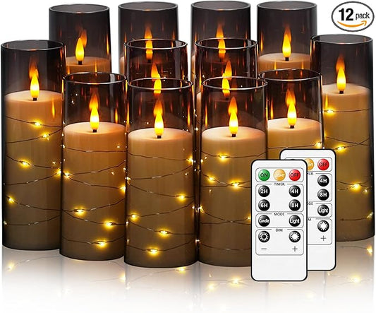 Flameless Candles with Embedded Star String, Suitable by Eebuss
