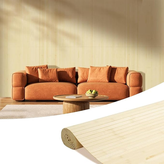 OUZUGIE 1 Pack 96x48 Inch Natural Bamboo Wall Panel – Raw Pole Wrap Paneling by OUZUGIE