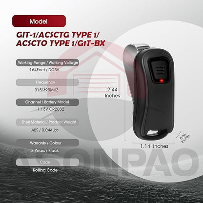 3 for Genie Overhead Door Garage Door Opener Remote G1T-BX O1T-A Intellicode - Image 7