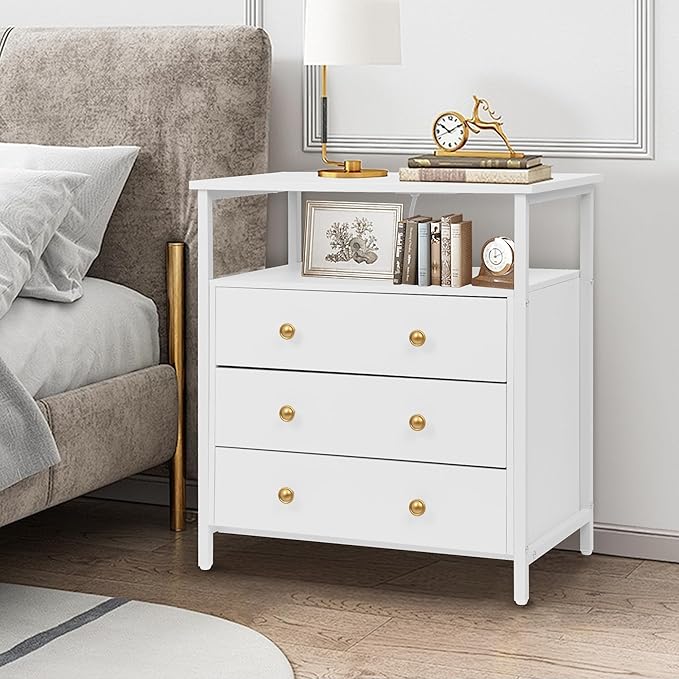 Edbuosy 3 Wooden Drawers Night Stand, 27 Inch Wide Nightstand - Image 6