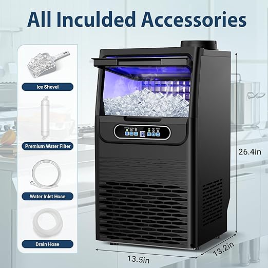 Commercial Ice Maker Machine 100 Lbs/24H, 36 Ice Cubes in 9-15 Mins, Dual Water - Image 7