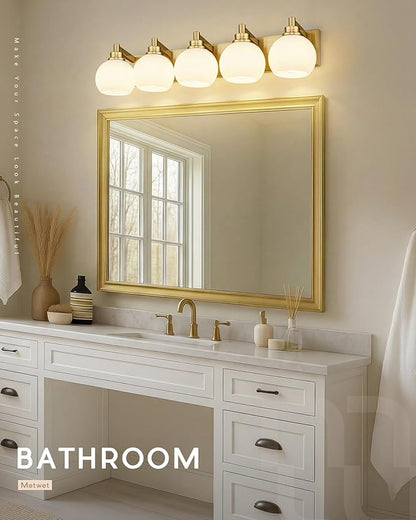 METWET Bathroom Light Fixtures, 5-Light Brushed Gold Bathroom Vanity Lights - Image 6