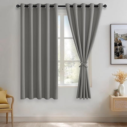 JIUZHEN Light Grey Blackout Curtains by JIUZHEN