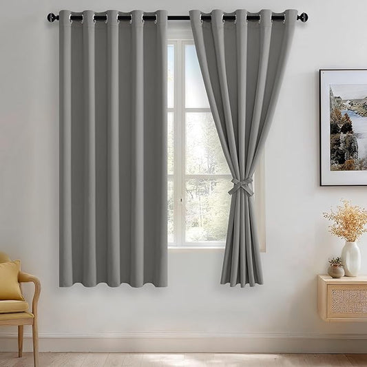 JIUZHEN Light Grey Blackout Curtains by JIUZHEN