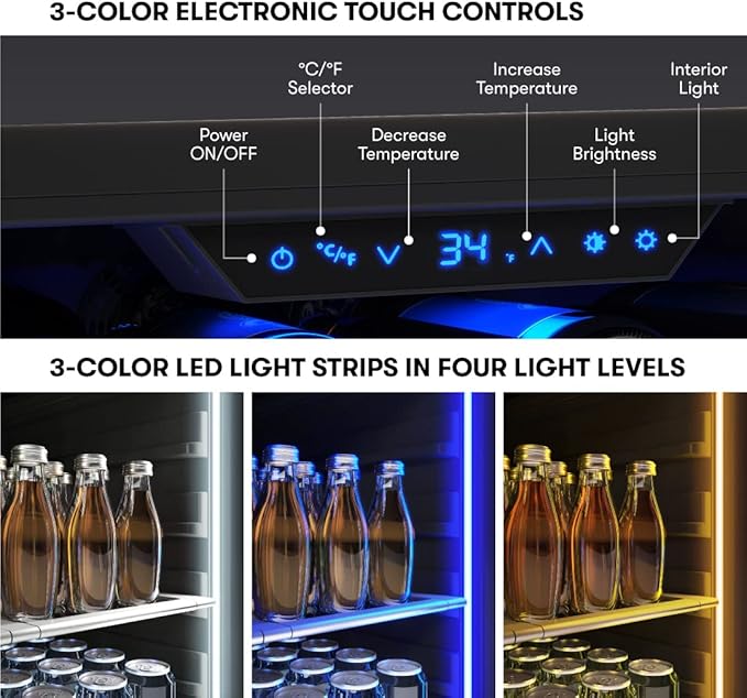 Zephyr Presrv 24 Inch Beverage and Wine Fridge Single Zone Under Counter - Image 4