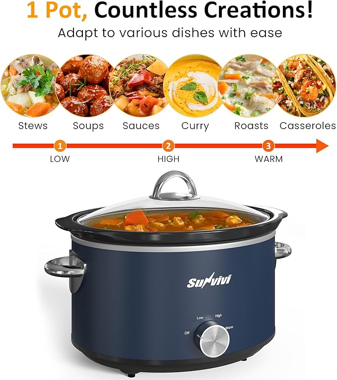 Sunvivi 4 Quart Slow Cooker & Mini Food Warmer - Image 5