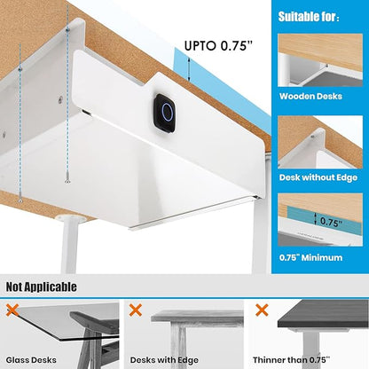 Lumil Under Desk Drawer with Lock, 16 inch Under Desk Storage Drawer, Under - Image 5