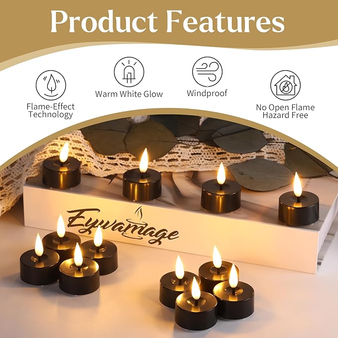 Eywamage Black Flameless LED Tealights - Image 5