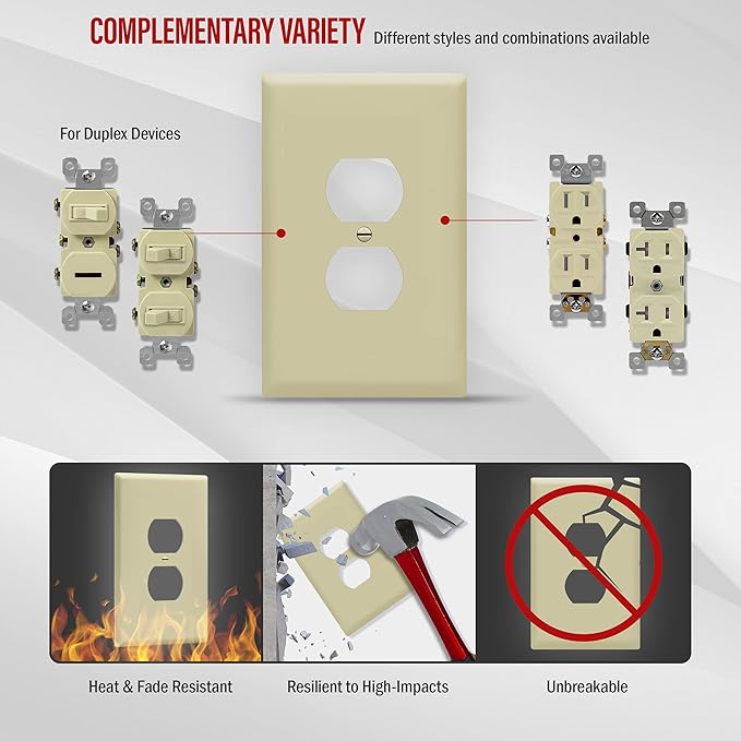 ENERLITES Duplex Receptacle Outlet Wall Plate, Jumbo Electrical Outlet Covers - Image 5