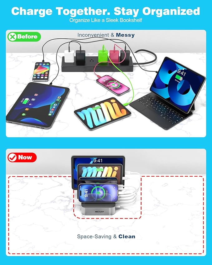 MSTJRY Charging Station for Multiple Devices : 5 Port Multi USB-A Charger - Image 3