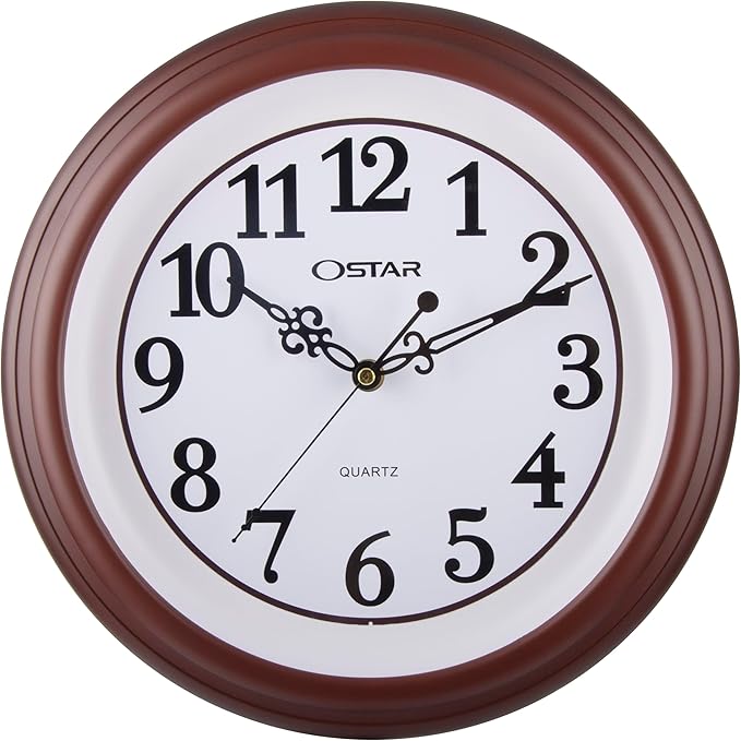OSTAR Silent Rustic Wall Clock, Battery Operated, Vintage 12 Inch Round Clock by TrulySilentClocks