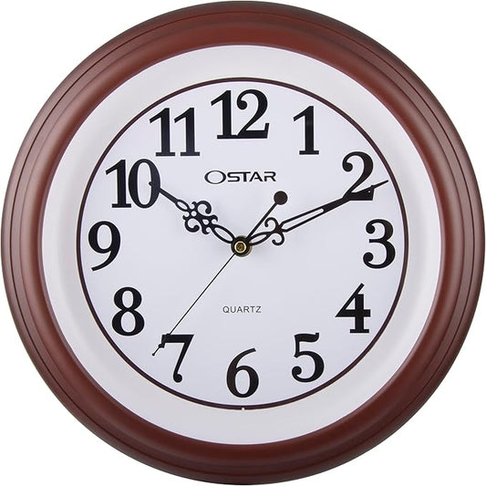 OSTAR Silent Rustic Wall Clock, Battery Operated, Vintage 12 Inch Round Clock by TrulySilentClocks